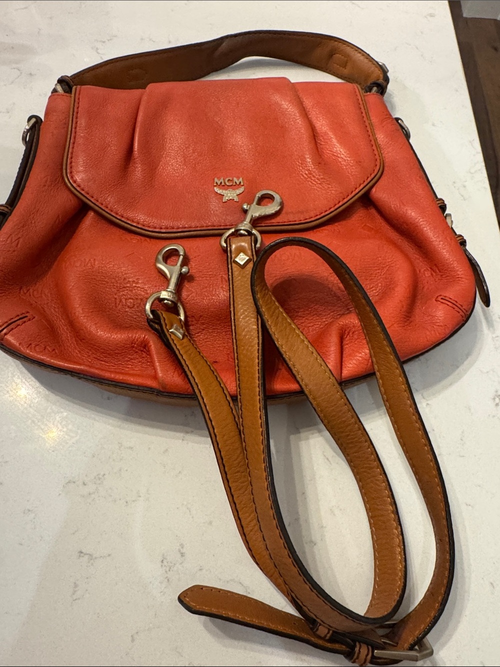 MCM Burnt Orange Leather Flap Shoulder Bag - Picture 9 of 9